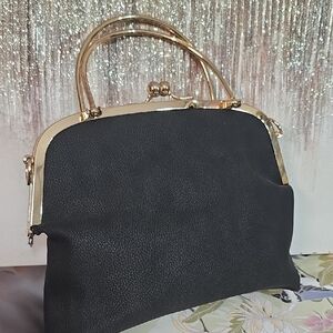 Elegant Black and Gold Women's Handbag